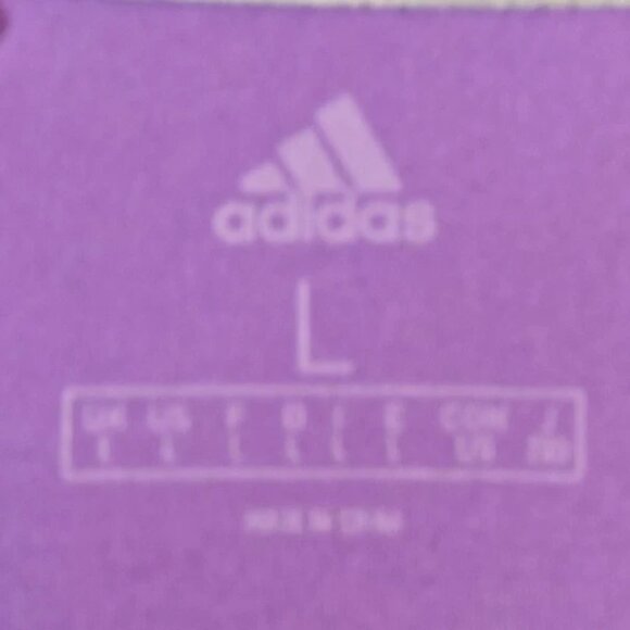 Share Adidas Men's Size L Purple Gray Color Block 3-Button Polo Golf Shirt - Picture 3 of 4